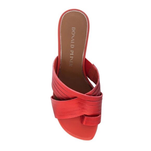 DONALD PLINER Alannis Slide Toe Ring Sandals Size 6 Tomato Red Leather NEW - Picture 3 of 14